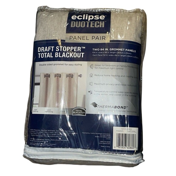Eclipse Duotech Draft Stopper & Total Blackout Grommet Panel Pair Curtain - Picture 1 of 2